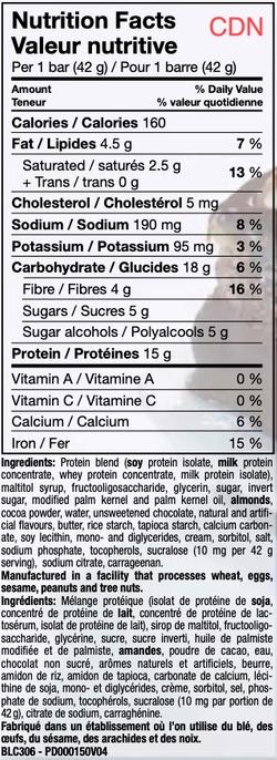 812_ingredient Valeur nutritive des barres protéinées chocolat décadent