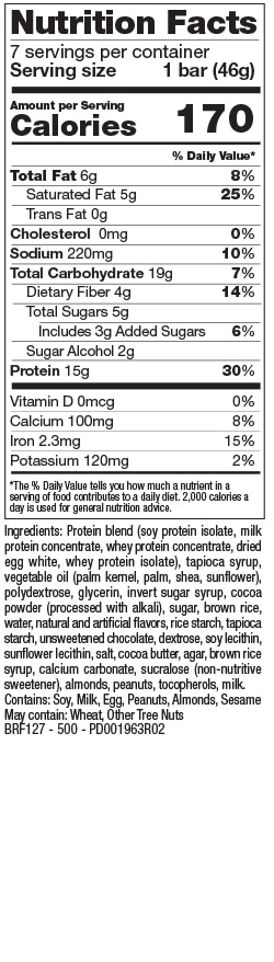 Print Valeur nutritive des barres protéinées choco-oh-la-la